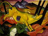Franz Marc Canvas Paintings - yellow cow